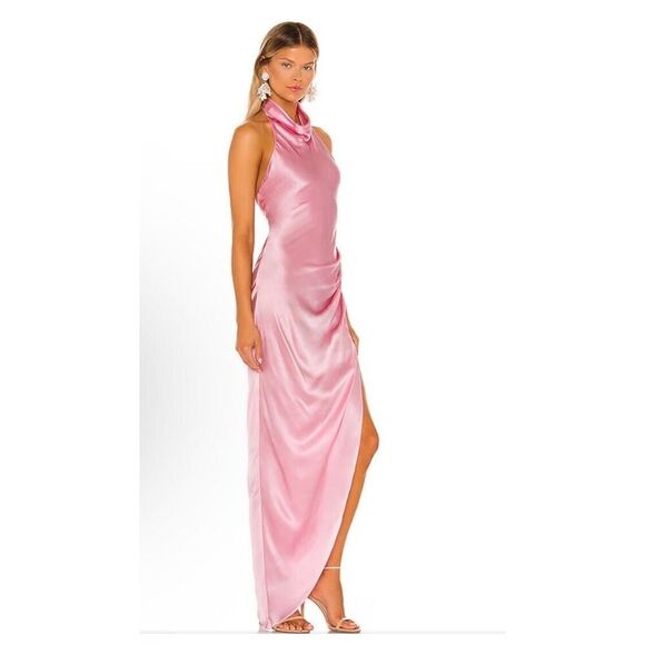 Amanda Uprichard Samba Gown 100% SILK Flamingo Pink Revolve Sz XL $321 NWOT - Picture 4 of 14